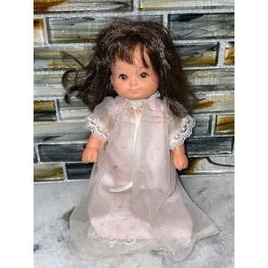 1976 Mattel Rosebud Vintage Brunette Doll in Nightgown Dress